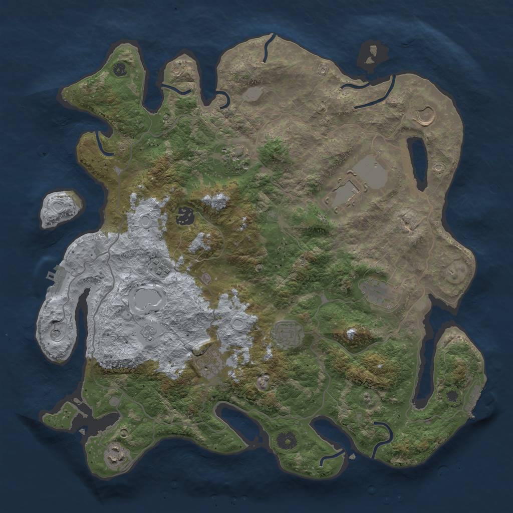 Rust Map: Procedural Map, Size: 4000, Seed: 1976185801, 18 Monuments