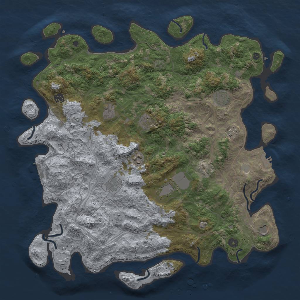 Rust Map: Procedural Map, Size: 4500, Seed: 13243546, 18 Monuments