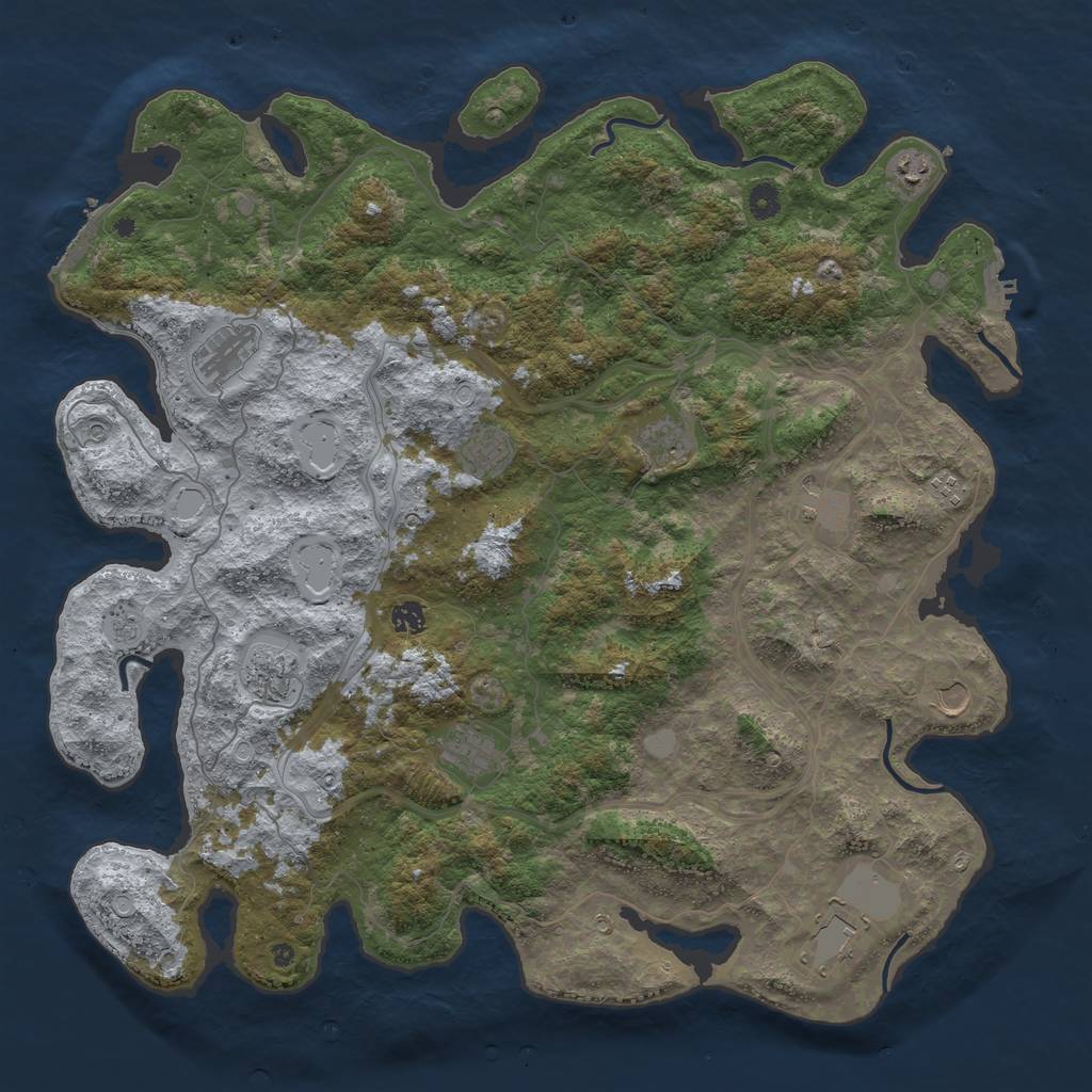 Rust Map: Procedural Map, Size: 4800, Seed: 127312114, 20 Monuments