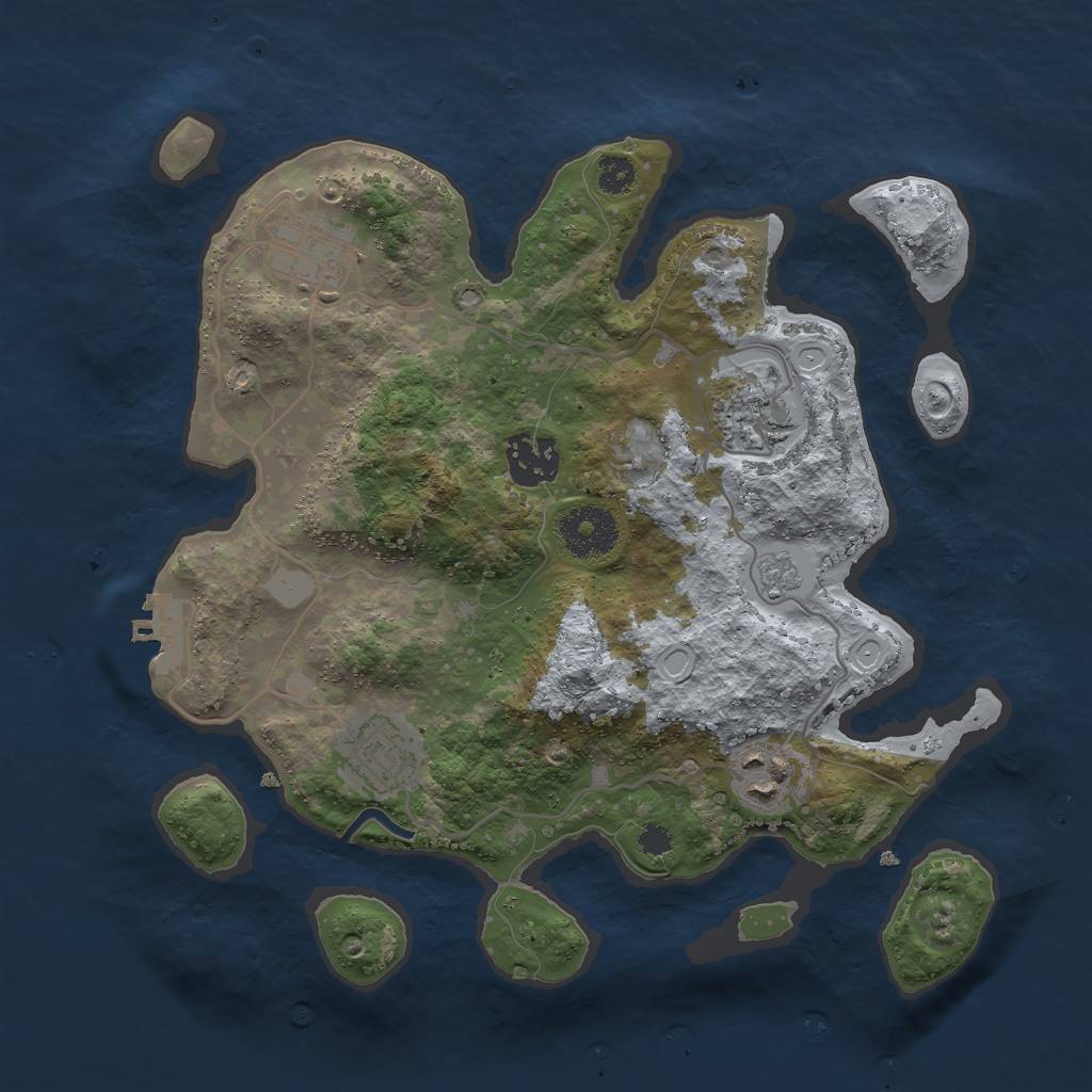 Rust Map: Procedural Map, Size: 3000, Seed: 800564370, 10 Monuments