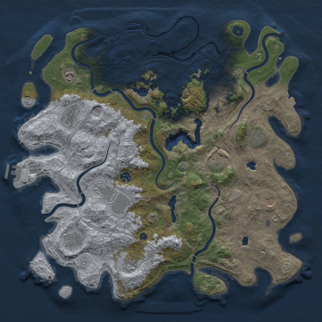 Rust Map: Procedural Map, Size: 4500, Seed: 742663500, 17 Monuments