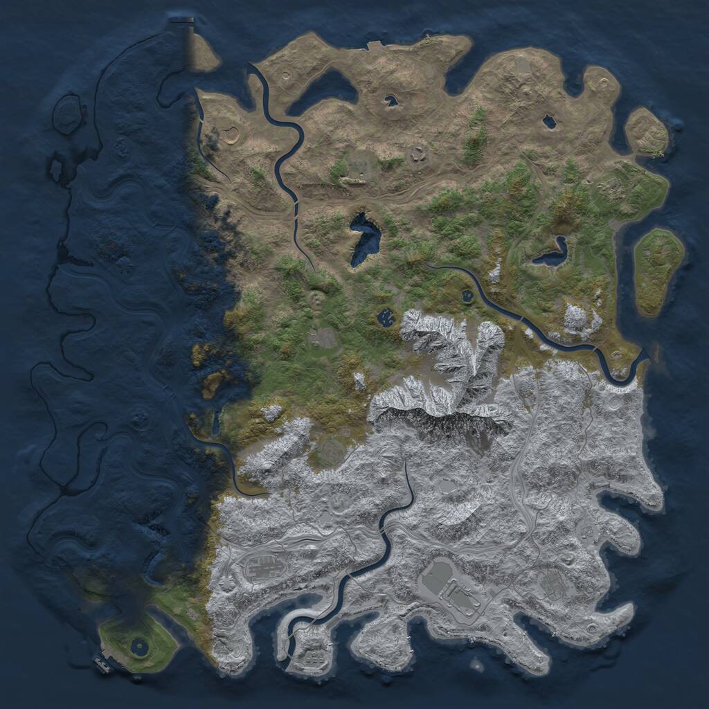 Rust Map: Procedural Map, Size: 6000, Seed: 2241, 17 Monuments