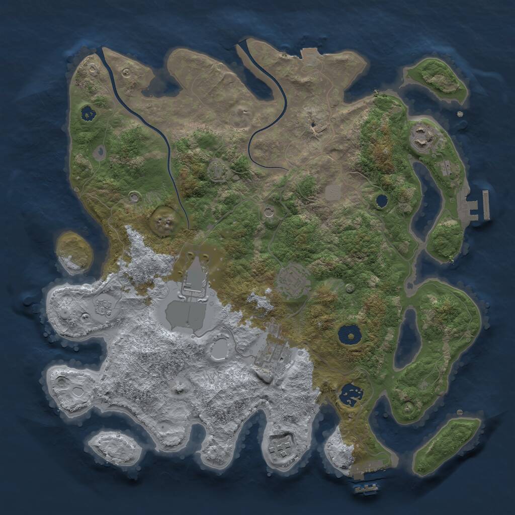 Rust Map: Procedural Map, Size: 3500, Seed: 280800144, 12 Monuments
