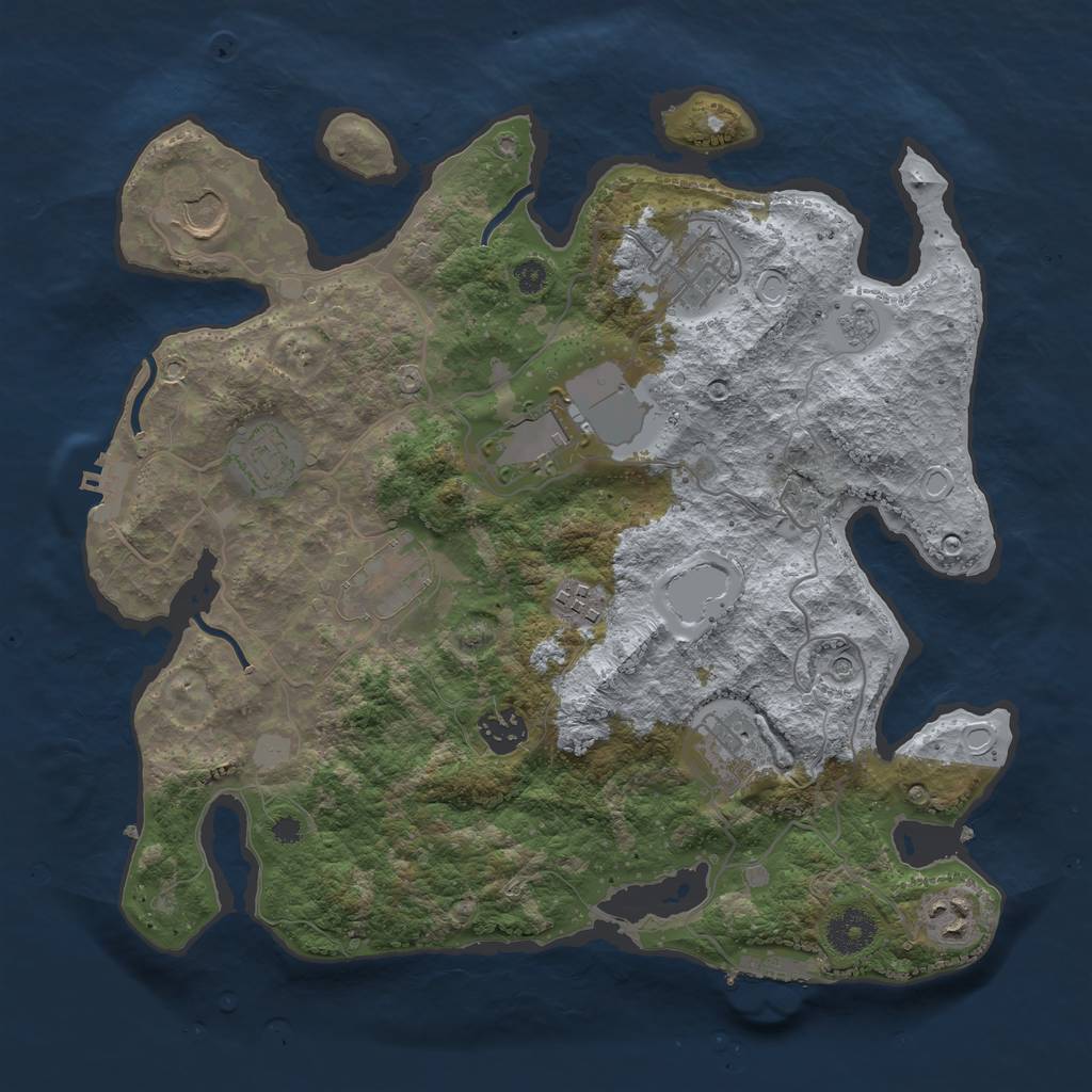 Rust Map: Procedural Map, Size: 3500, Seed: 675224135, 18 Monuments