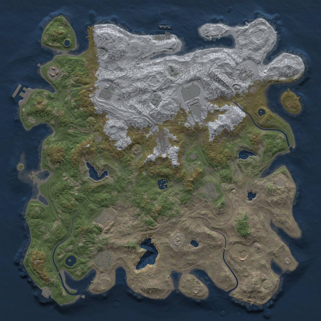 Rust Map: Procedural Map, Size: 4500, Seed: 718058, 17 Monuments
