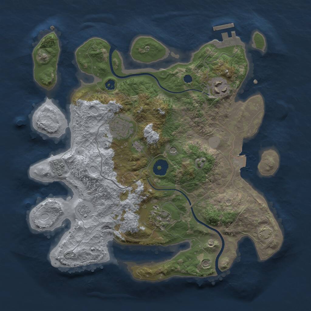 Rust Map: Procedural Map, Size: 3000, Seed: 1110033333, 9 Monuments