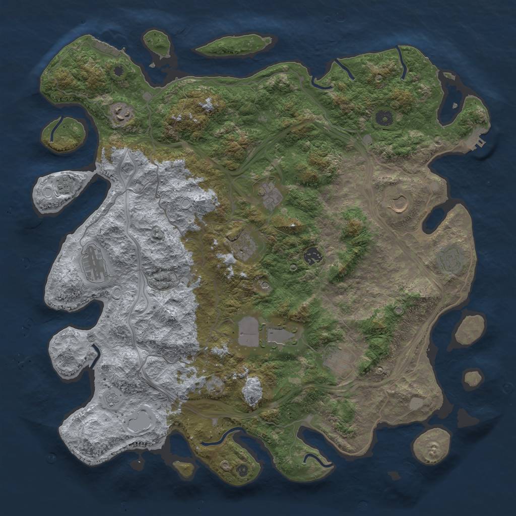 Rust Map: Procedural Map, Size: 4500, Seed: 257282094, 19 Monuments