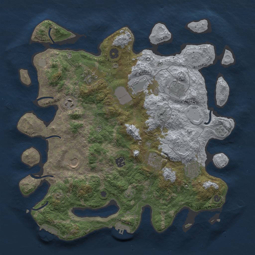 Rust Map: Procedural Map, Size: 3750, Seed: 1301958236, 16 Monuments