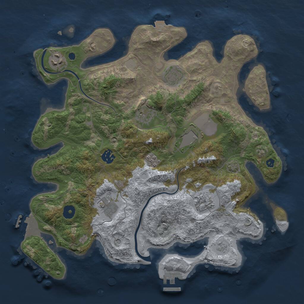 Rust Map: Procedural Map, Size: 3500, Seed: 34534632, 14 Monuments