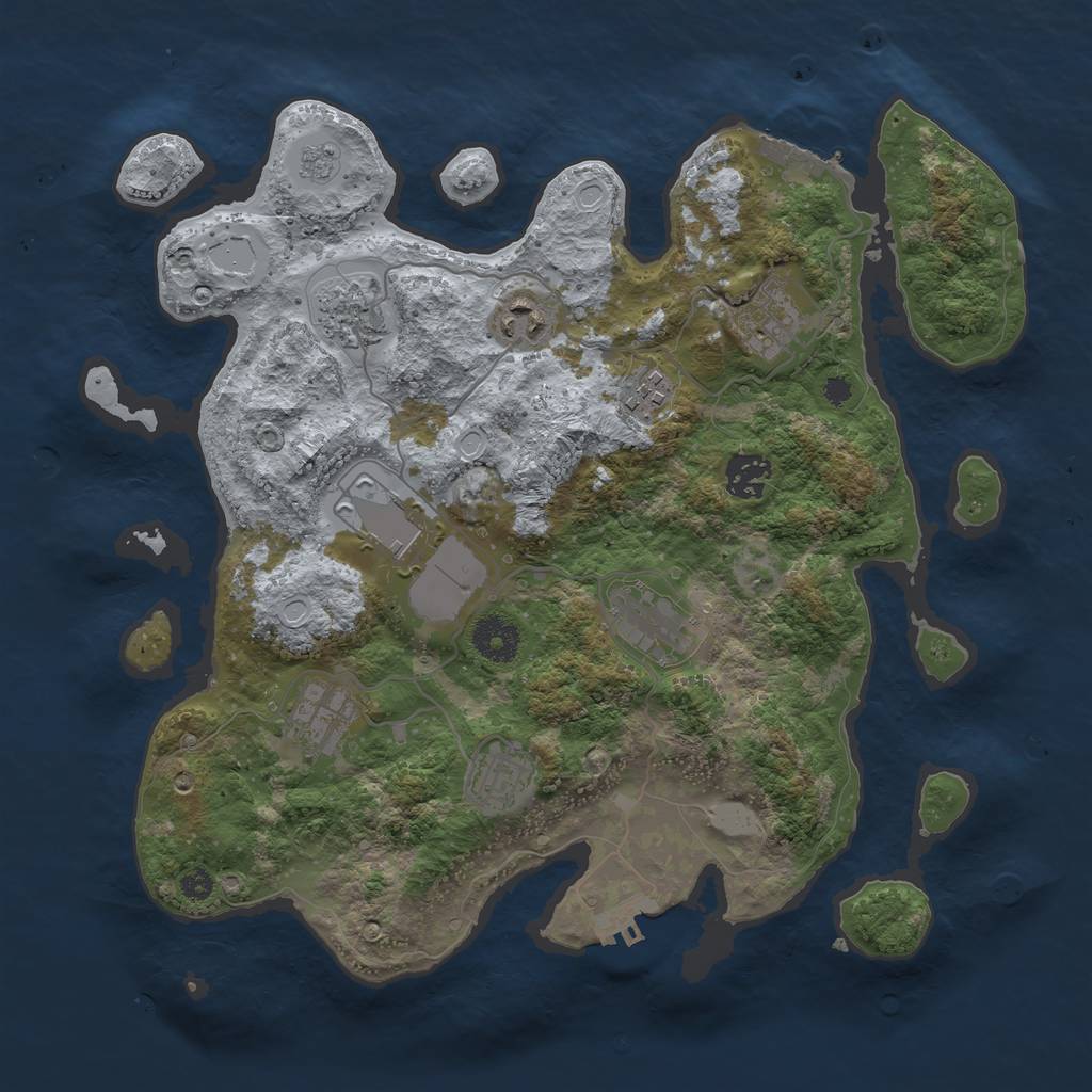 Rust Map: Procedural Map, Size: 3500, Seed: 651, 17 Monuments