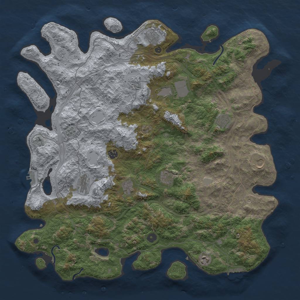 Rust Map: Procedural Map, Size: 4800, Seed: 44234234, 20 Monuments