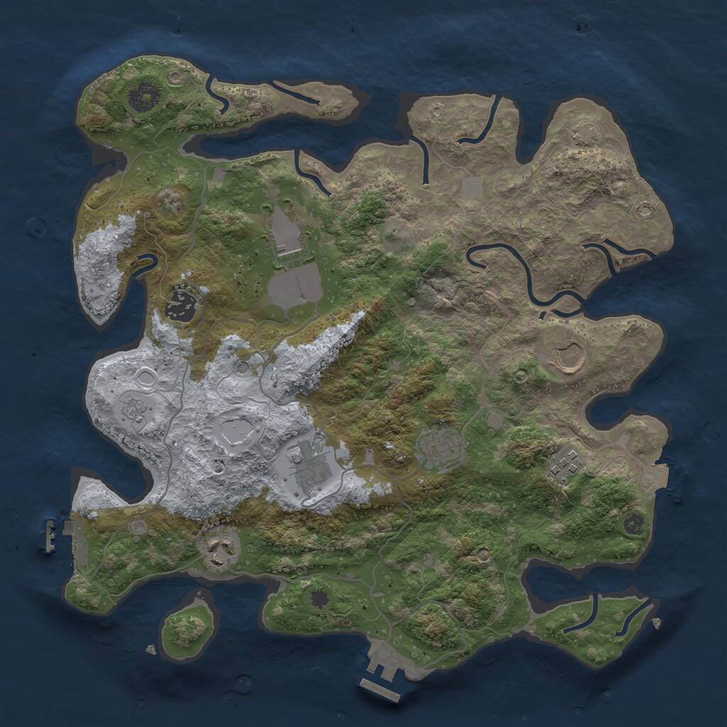 Rust Map: Procedural Map, Size: 3500, Seed: 1139842193, 13 Monuments