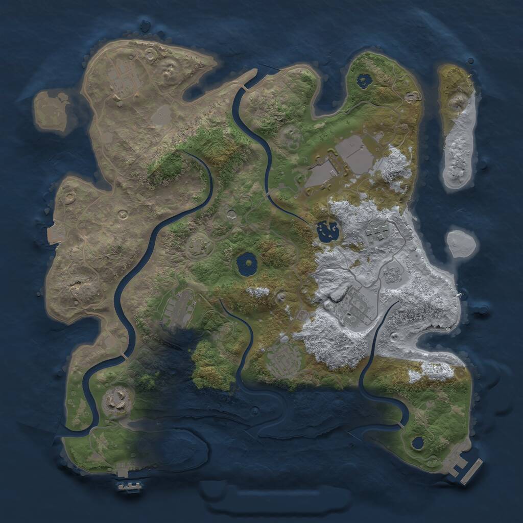 Rust Map: Procedural Map, Size: 3500, Seed: 1613827383, 14 Monuments