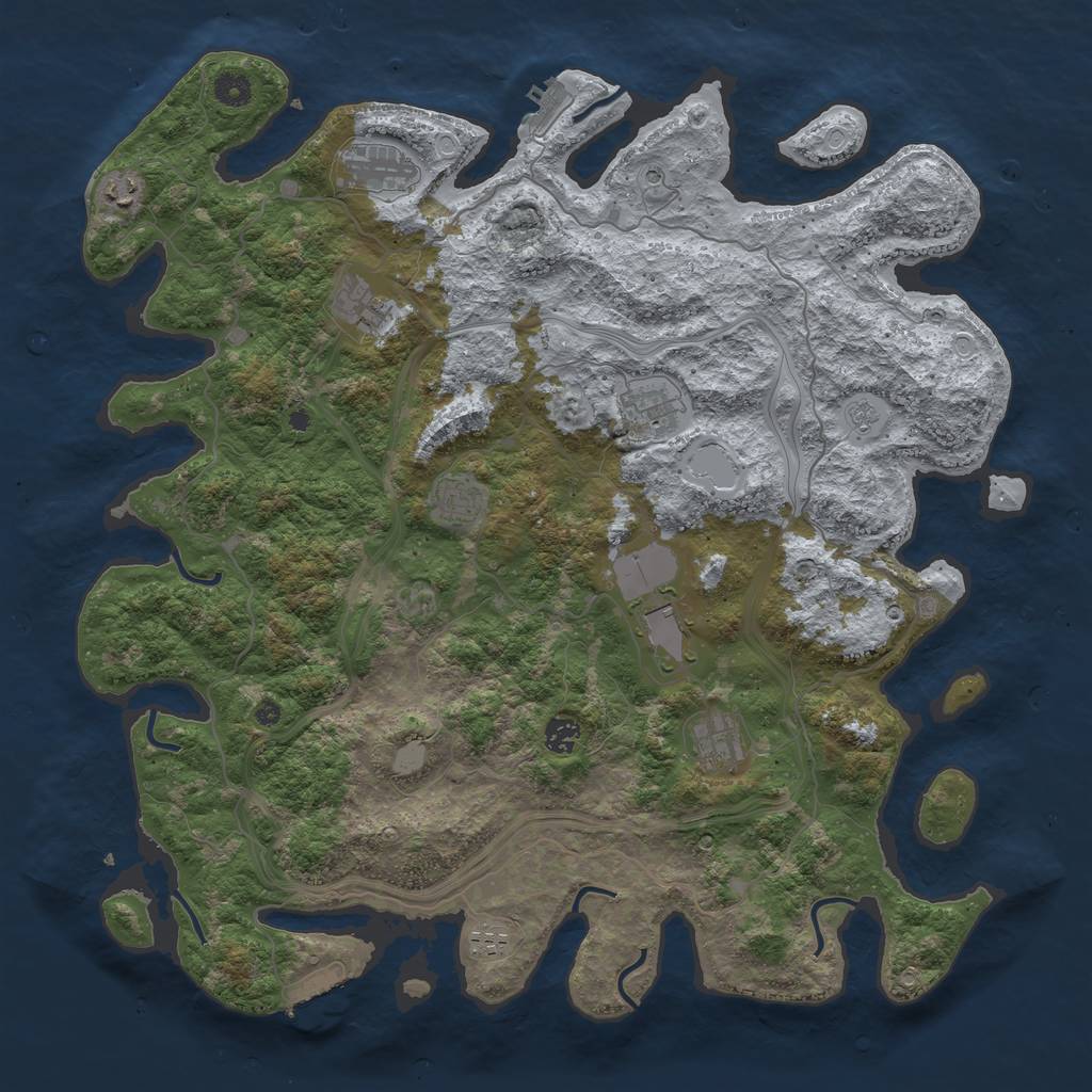 Rust Map: Procedural Map, Size: 4500, Seed: 6543321, 18 Monuments