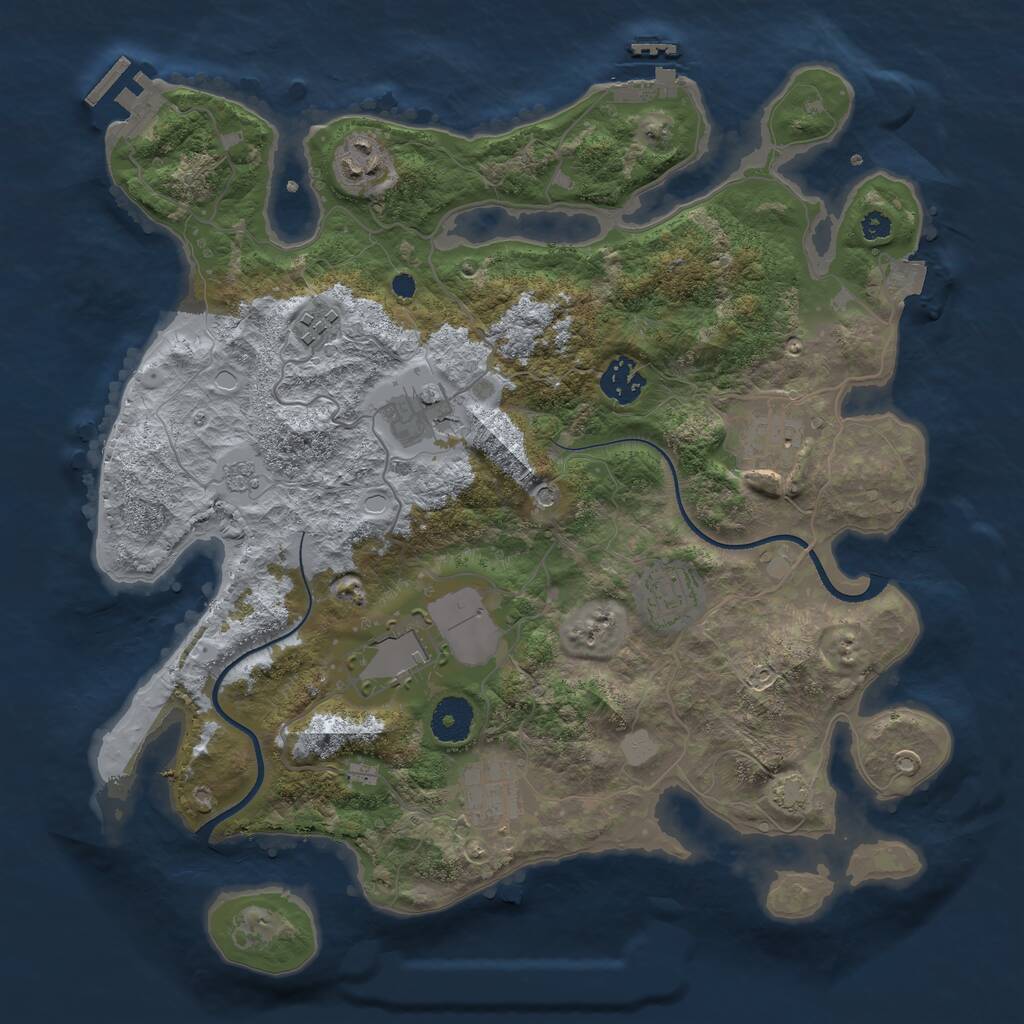 Rust Map: Procedural Map, Size: 3500, Seed: 36940833, 14 Monuments