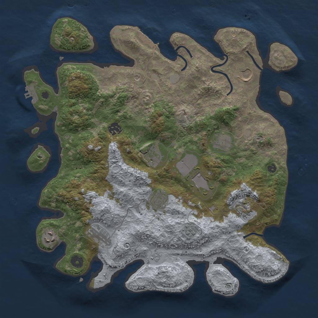 Rust Map: Procedural Map, Size: 3800, Seed: 1800795629, 19 Monuments