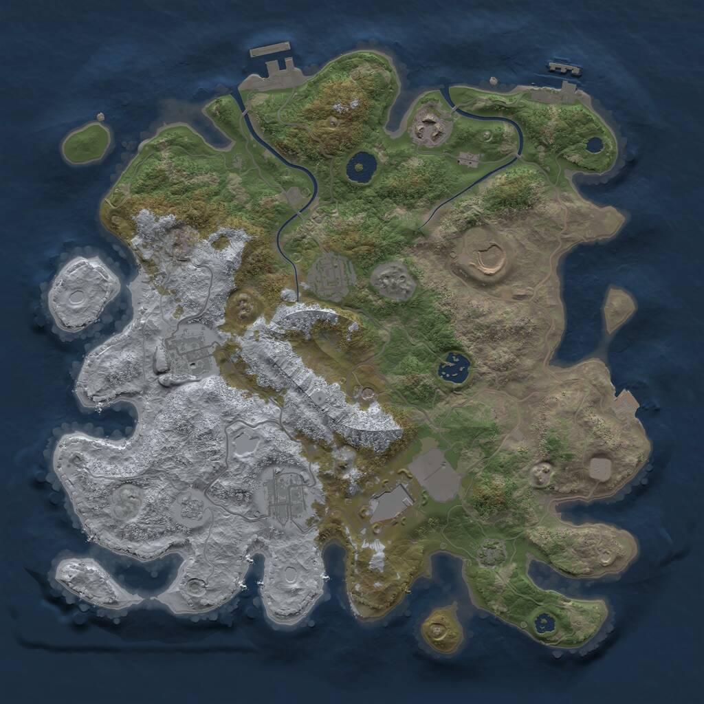 Rust Map: Procedural Map, Size: 3500, Seed: 164564681, 13 Monuments