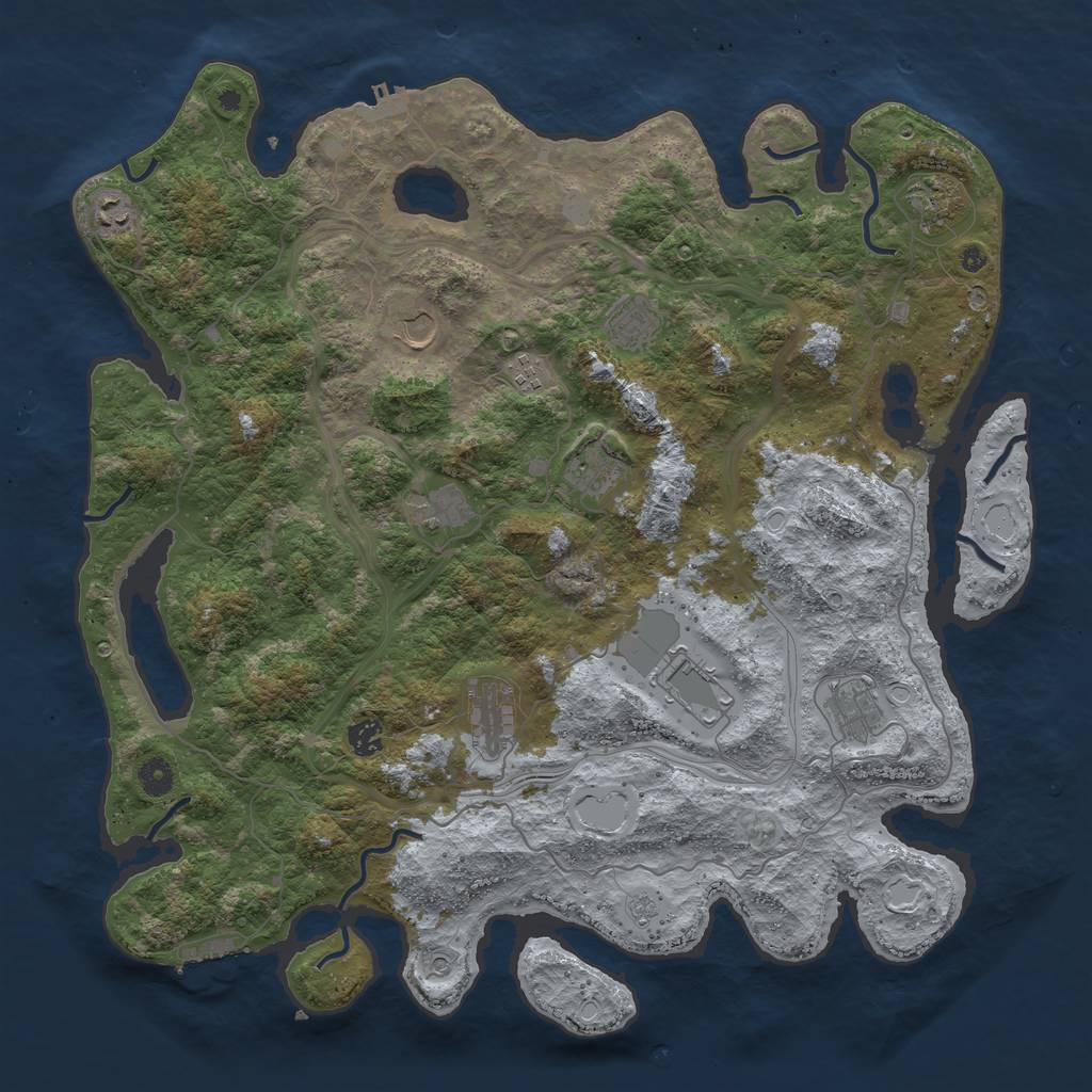 Rust Map: Procedural Map, Size: 4500, Seed: 1248869114, 18 Monuments