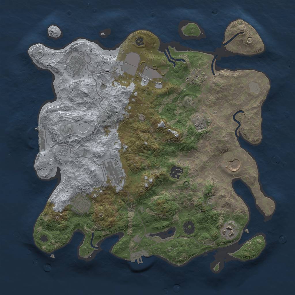 Rust Map: Procedural Map, Size: 3500, Seed: 810201647, 18 Monuments