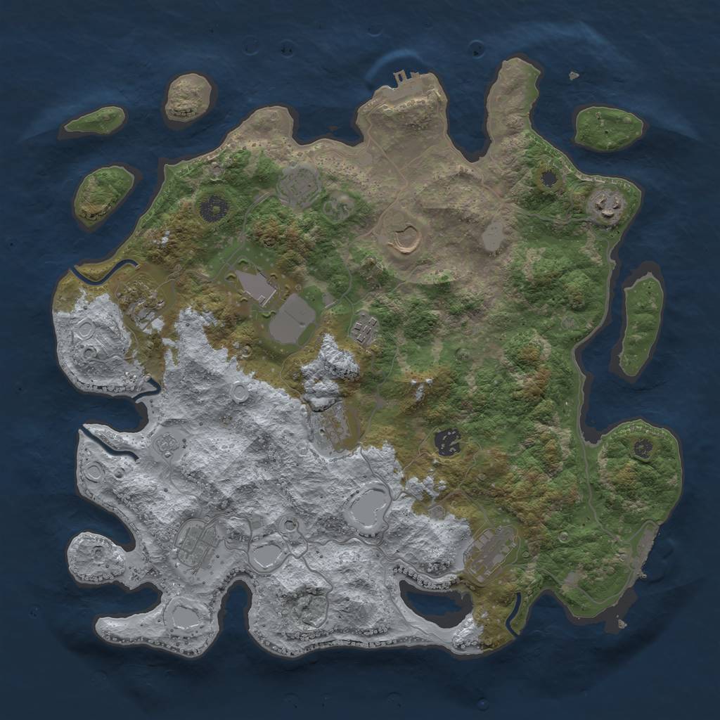 Rust Map: Procedural Map, Size: 3900, Seed: 11930444, 17 Monuments