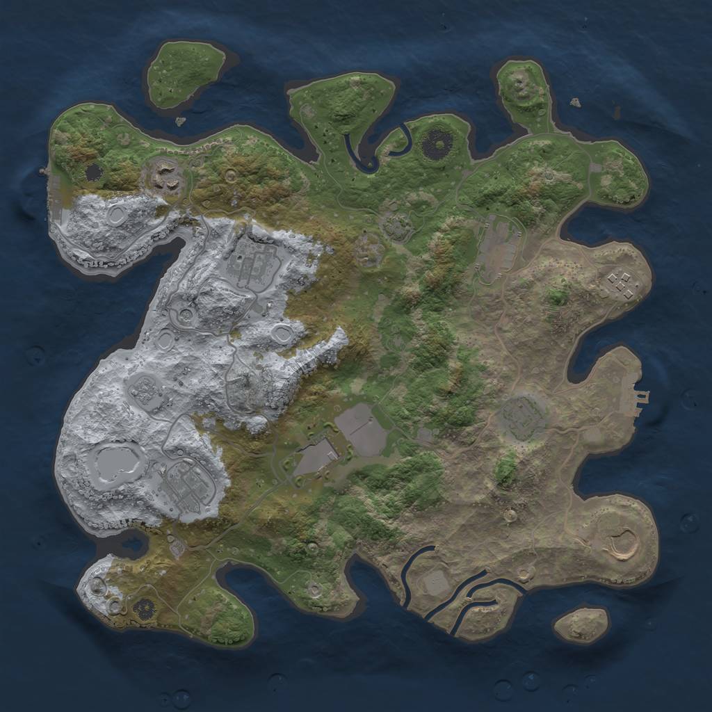 Rust Map: Procedural Map, Size: 3500, Seed: 945691755, 16 Monuments