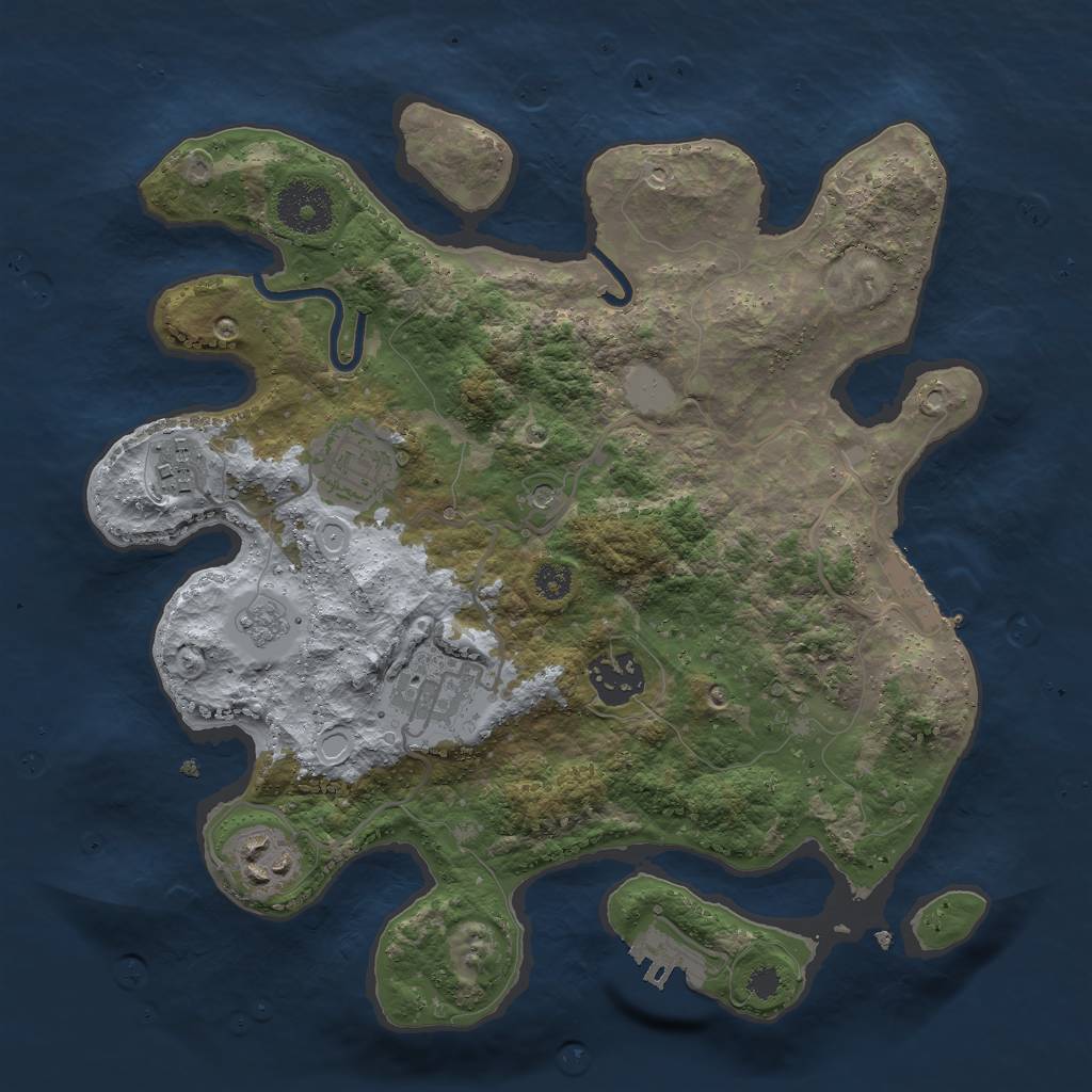Rust Map: Procedural Map, Size: 3000, Seed: 49427115, 14 Monuments
