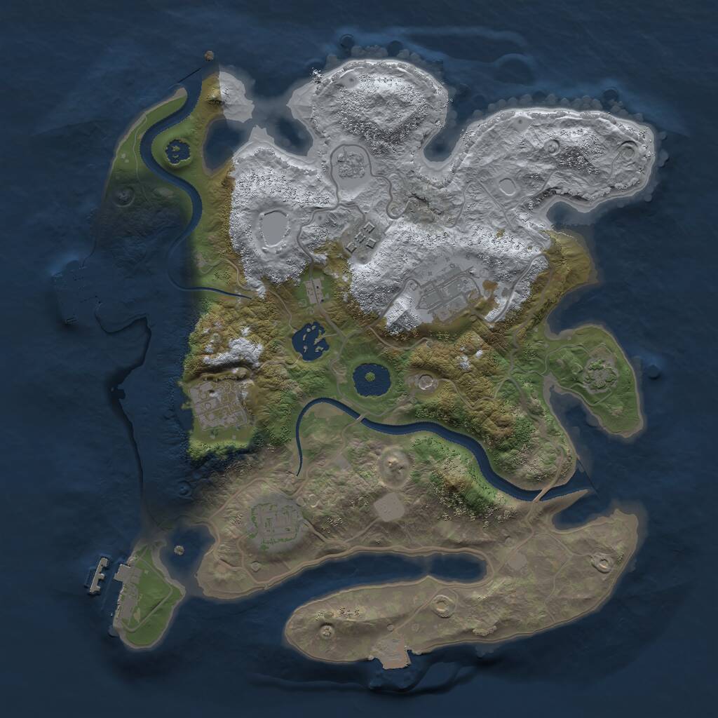 Rust Map: Procedural Map, Size: 3000, Seed: 1491272213, 11 Monuments