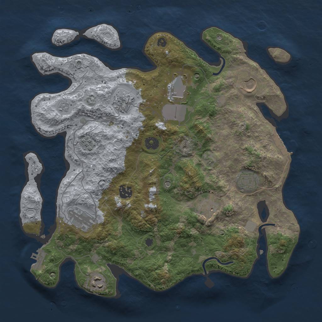 Rust Map: Procedural Map, Size: 3500, Seed: 87292033, 16 Monuments