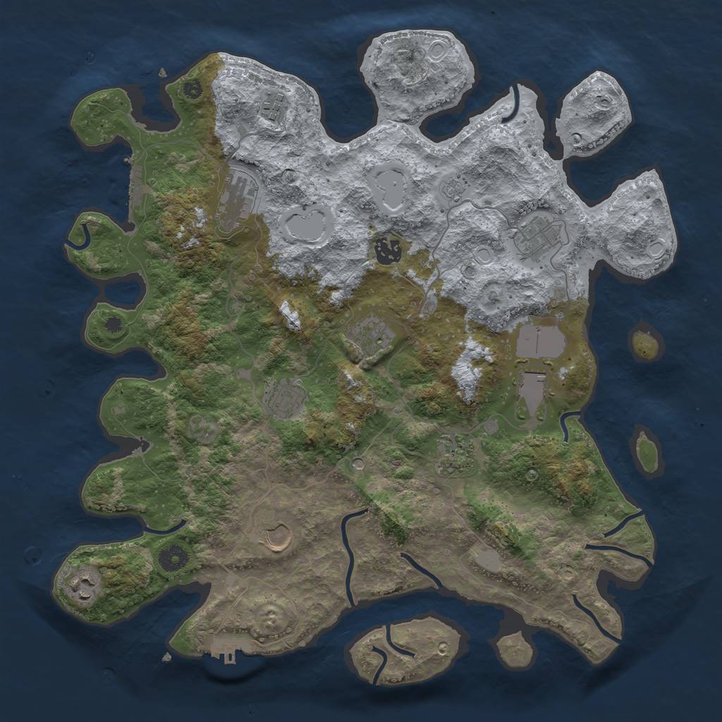 Rust Map: Procedural Map, Size: 3900, Seed: 1857766830, 19 Monuments