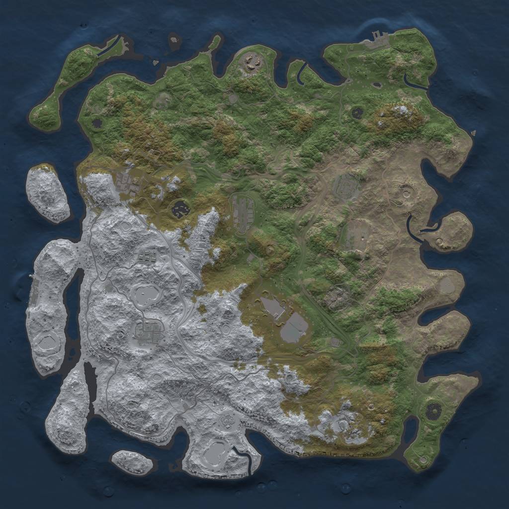 Rust Map: Procedural Map, Size: 4500, Seed: 1043962276, 19 Monuments