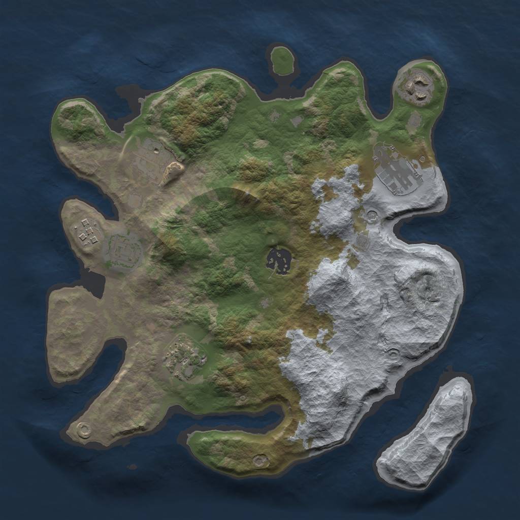 Rust Map: Barren, Size: 3000, Seed: 660932462, 10 Monuments