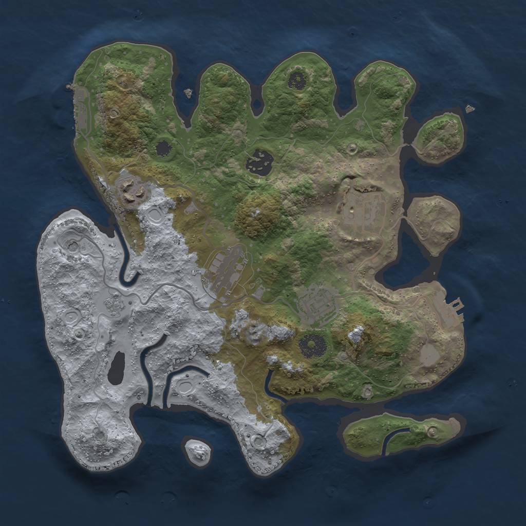 Rust Map: Procedural Map, Size: 3000, Seed: 309387637, 14 Monuments