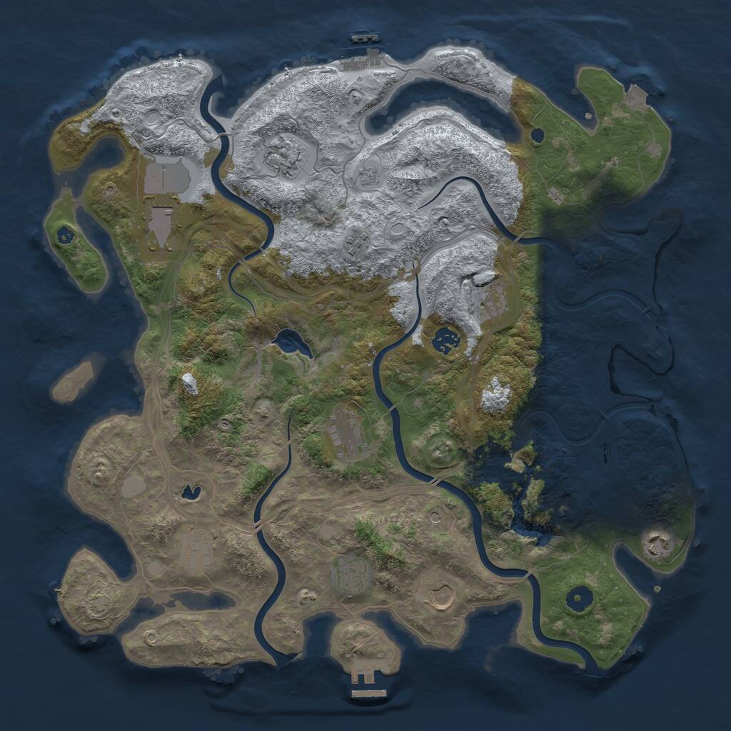 Rust Map: Procedural Map, Size: 4250, Seed: 384536607, 16 Monuments