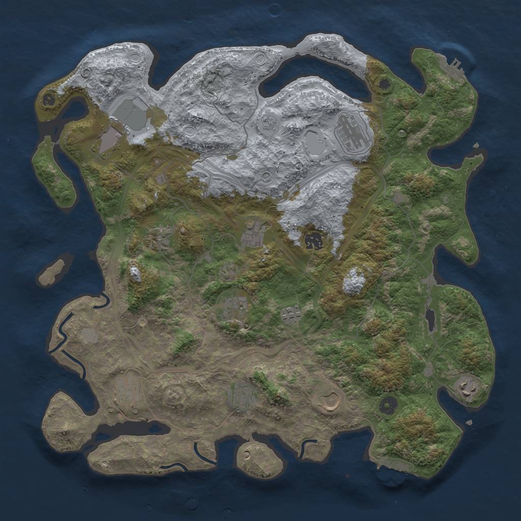 Rust Map: Procedural Map, Size: 4250, Seed: 384536607, 20 Monuments