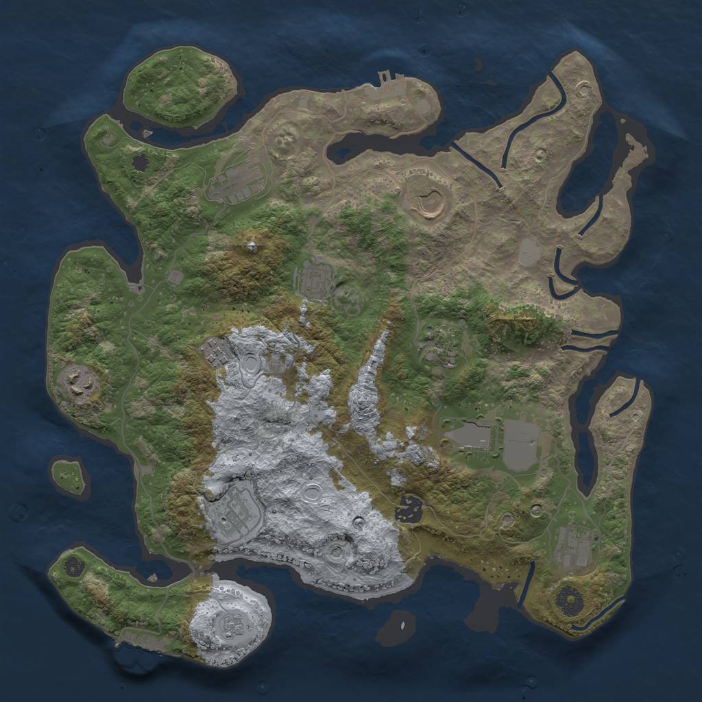 Rust Map: Procedural Map, Size: 3700, Seed: 729966233, 17 Monuments