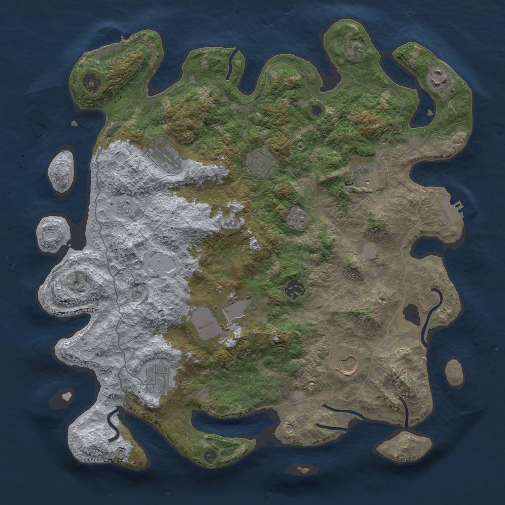 Rust Map: Procedural Map, Size: 4000, Seed: 895544066, 18 Monuments