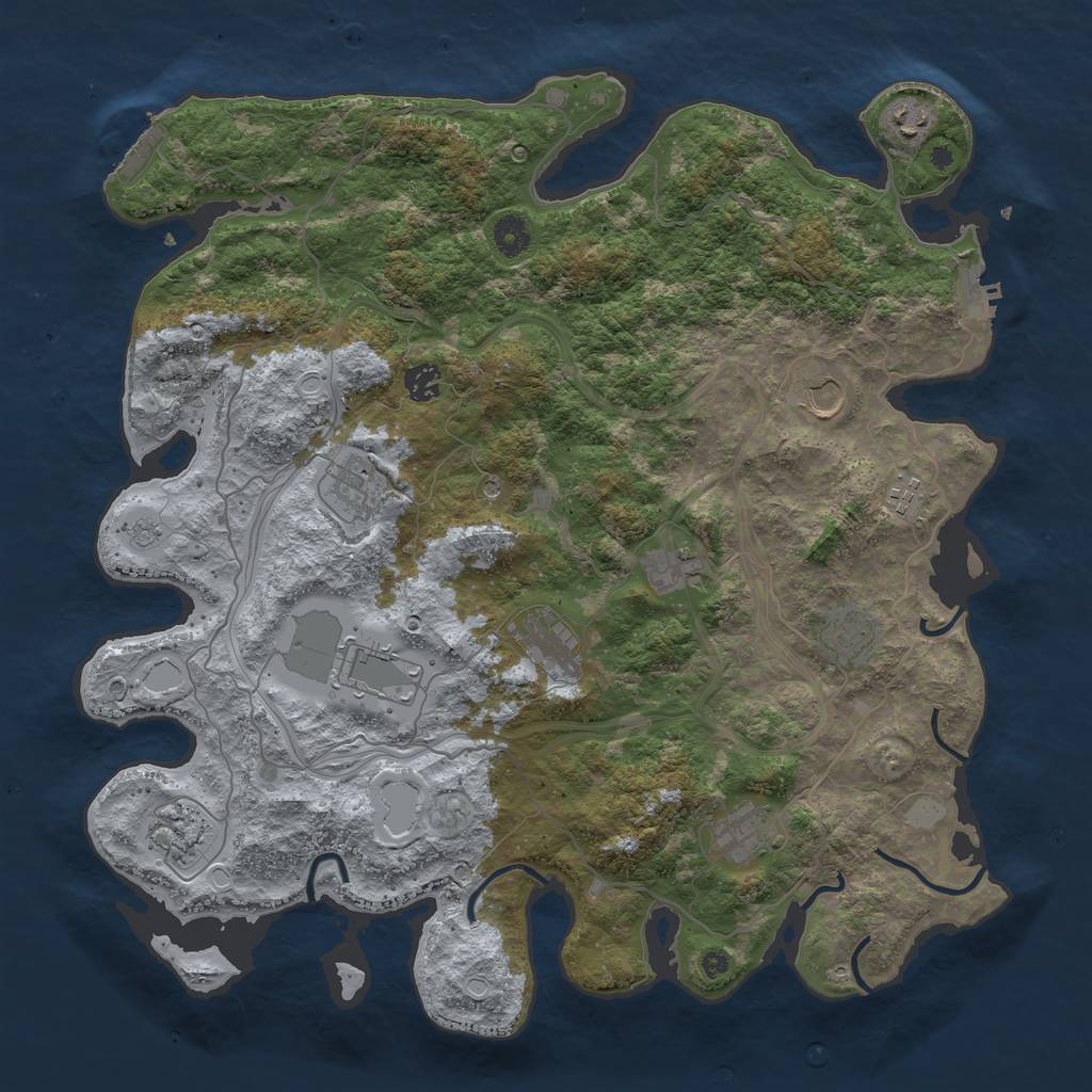 Rust Map: Procedural Map, Size: 4250, Seed: 1010256220, 18 Monuments