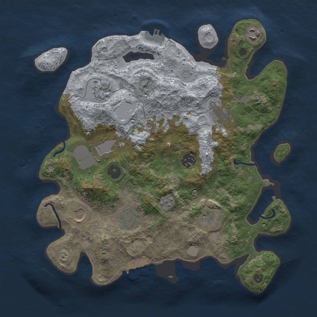 Rust Map: Procedural Map, Size: 3500, Seed: 1549273212, 18 Monuments