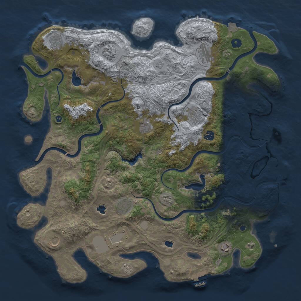 Rust Map: Procedural Map, Size: 4500, Seed: 36485125, 17 Monuments
