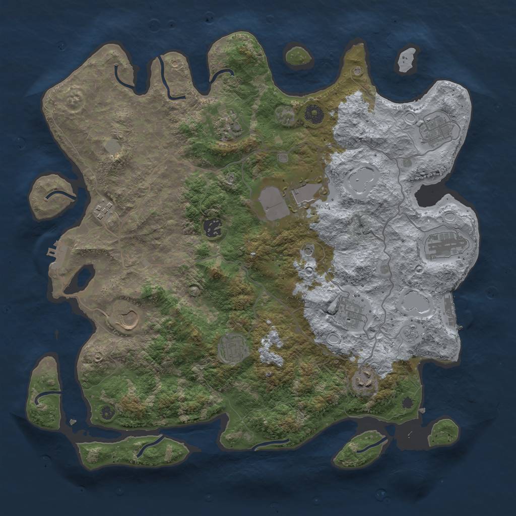 Rust Map: Procedural Map, Size: 4000, Seed: 695293755, 17 Monuments