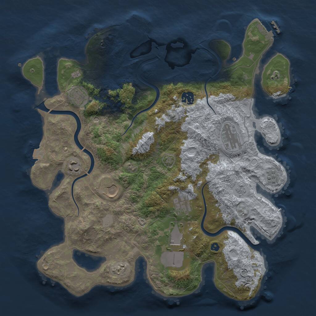Rust Map: Procedural Map, Size: 3650, Seed: 361219454, 14 Monuments