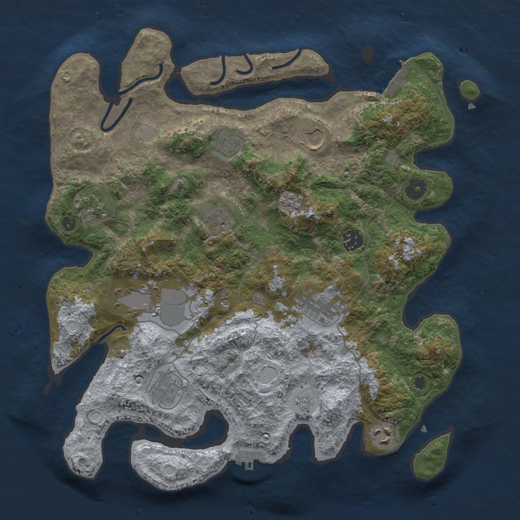 Rust Map: Procedural Map, Size: 3750, Seed: 476842900, 17 Monuments