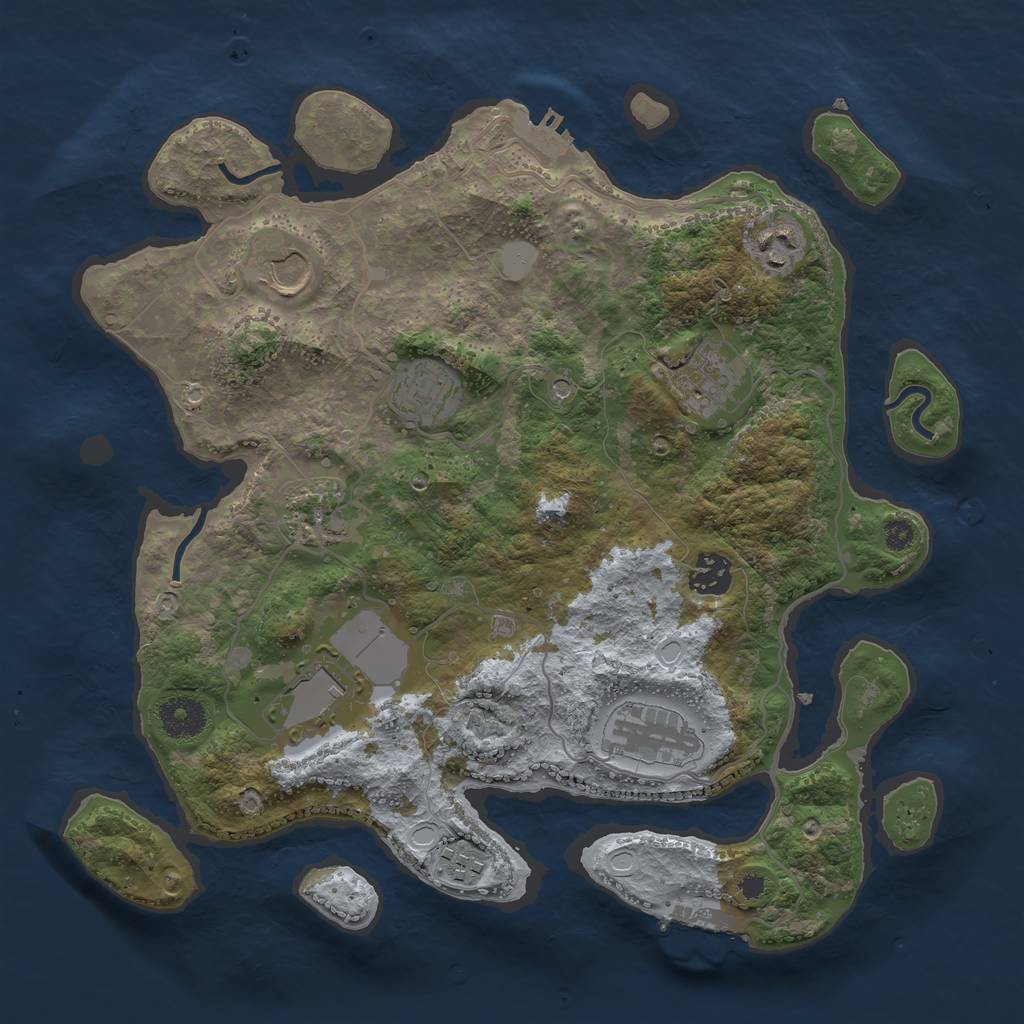 Rust Map: Procedural Map, Size: 3500, Seed: 655192355, 17 Monuments