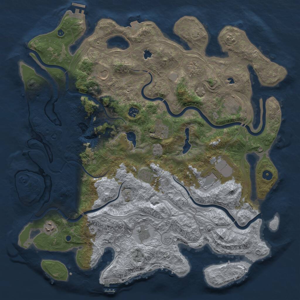 Rust Map: Procedural Map, Size: 4500, Seed: 1119595208, 16 Monuments