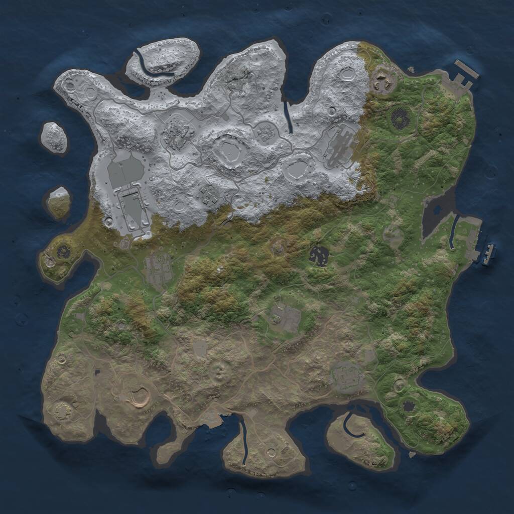 Rust Map: Procedural Map, Size: 3800, Seed: 4871, 16 Monuments