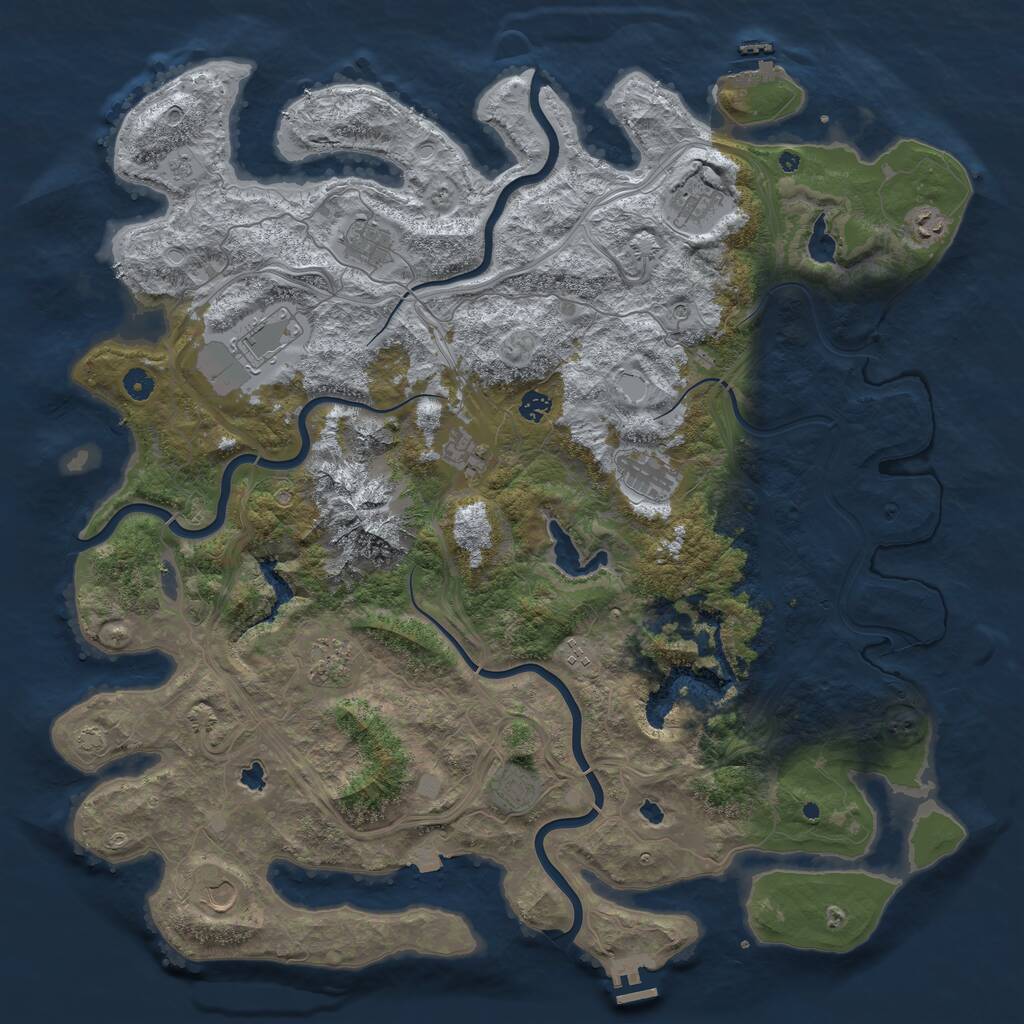Rust Map: Procedural Map, Size: 5000, Seed: 624, 17 Monuments
