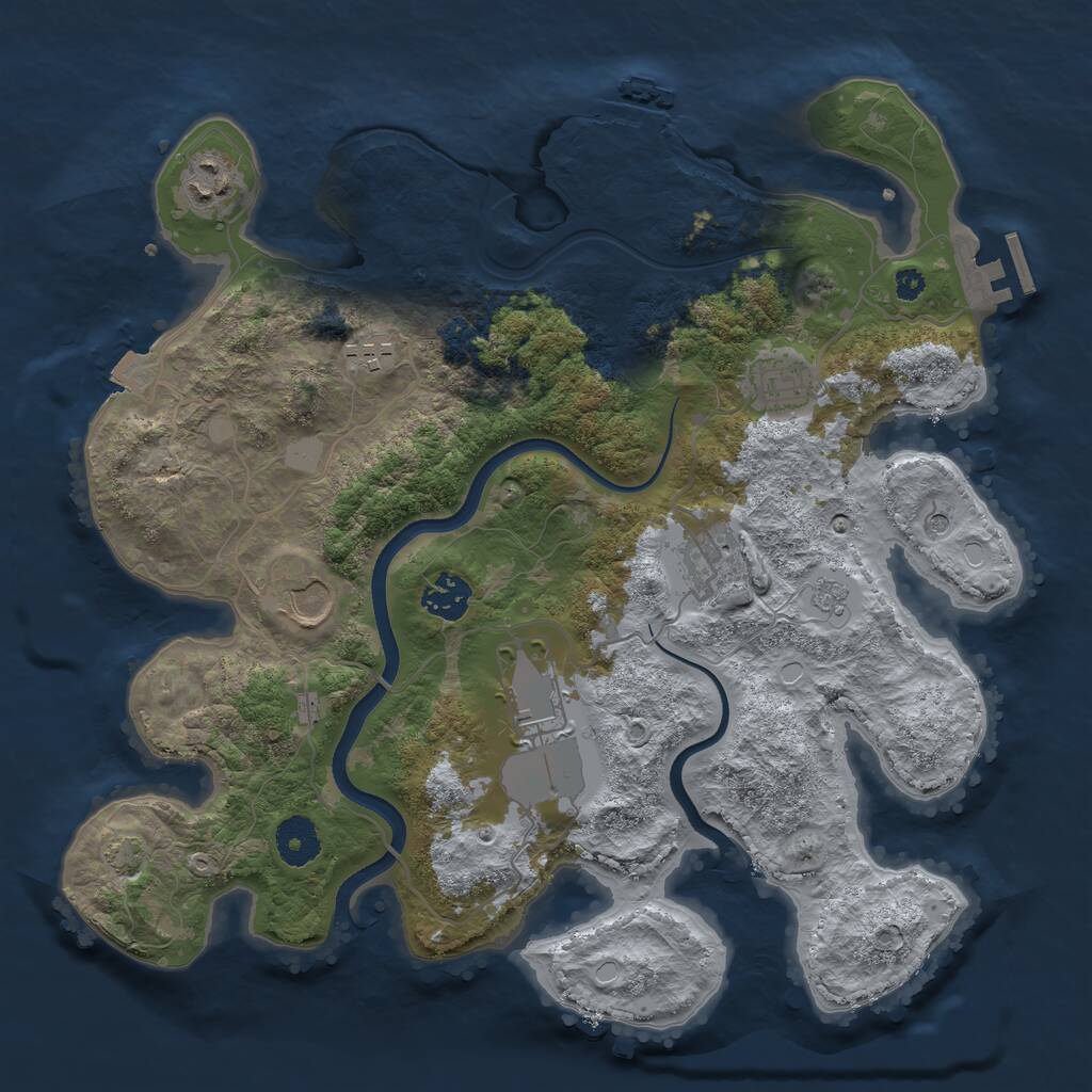 Rust Map: Procedural Map, Size: 3500, Seed: 2778051, 13 Monuments