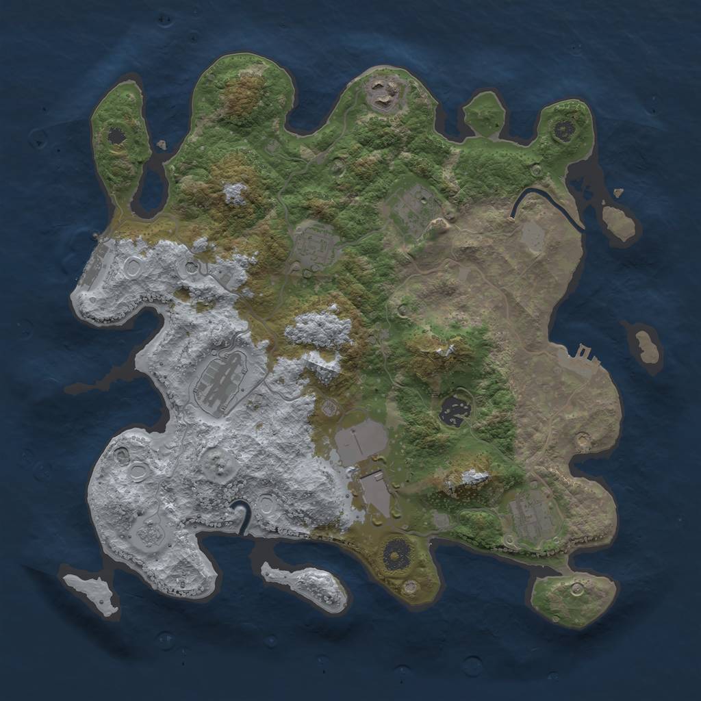 Rust Map: Procedural Map, Size: 3500, Seed: 1910279091, 16 Monuments