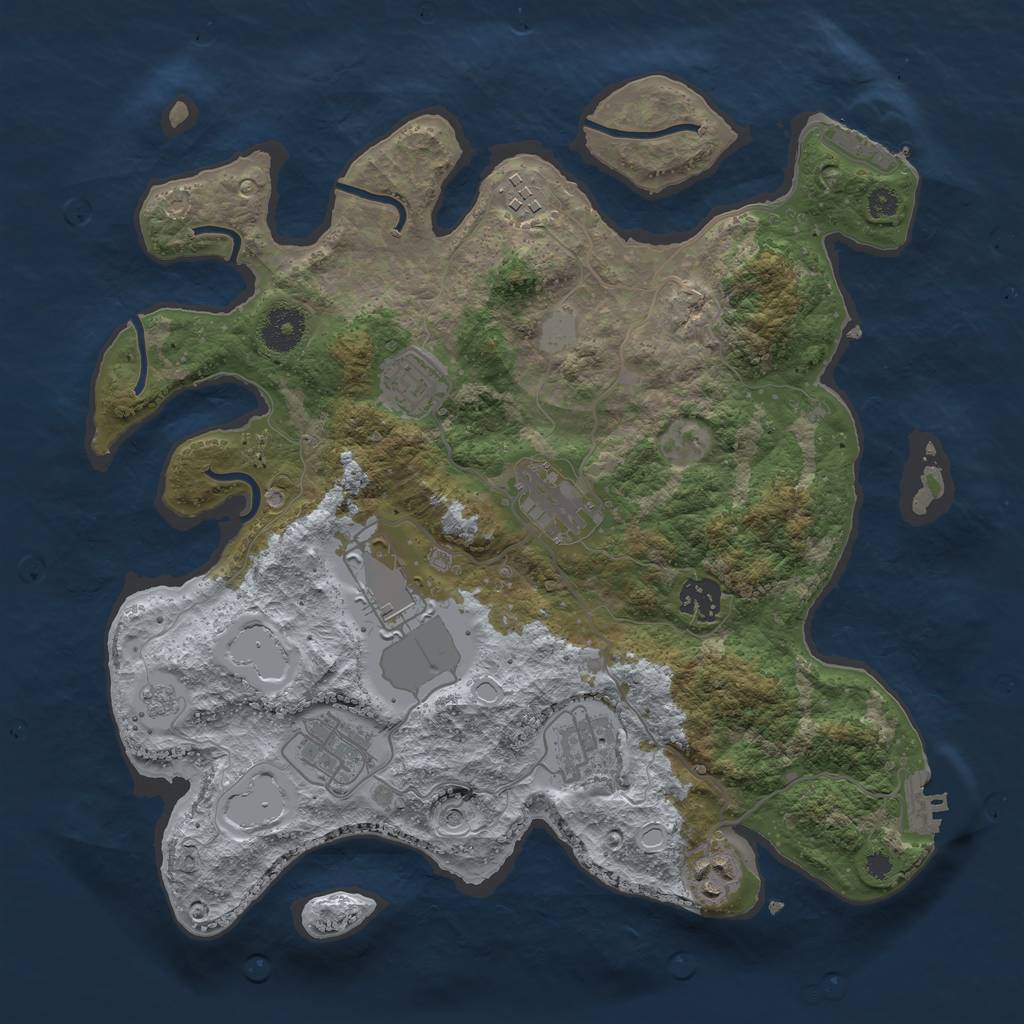 Rust Map: Procedural Map, Size: 3500, Seed: 36447986, 17 Monuments