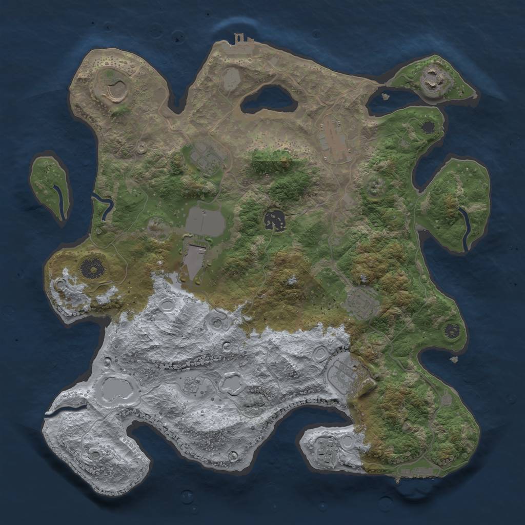 Rust Map: Procedural Map, Size: 3560, Seed: 2147483647, 18 Monuments